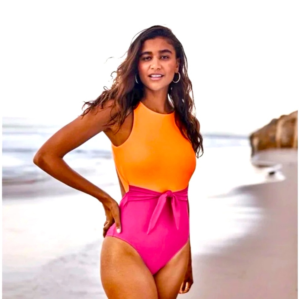 Summersalt Tie Belted Cove in Hibiscus & Tangerine Size 12 - NWT
